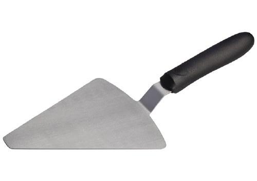 Winco TKP-62 Stainless Steel Pizza Server with Black Handle, 6.875" X 5.875"
