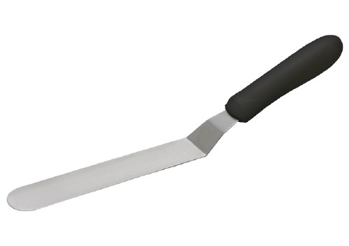Winco TKPO-7 Stainless Steel Offset Spatula, Black Handle, 6.5" X 1.5"