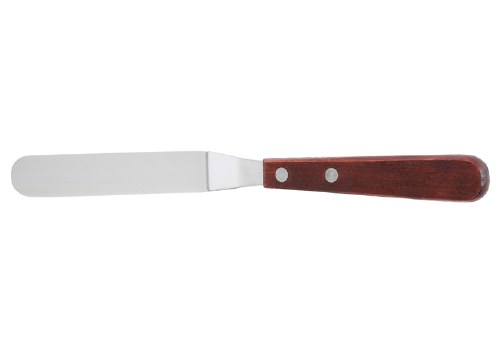 Winco TOS-4 Stainless Steel Offset Spatula with Wood Handle, 4"