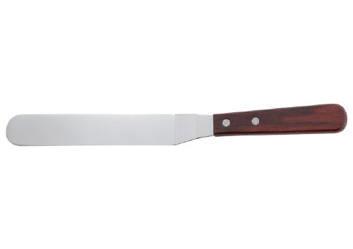 Winco TOS-7 Stainless Steel Offset Spatula with Wood Handle, 7"