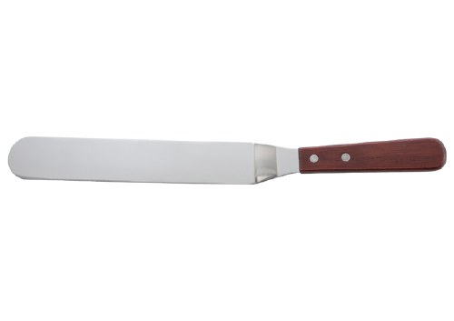 Winco TOS-9 Stainless Steel Offset Spatula with Wood Handle, 9"