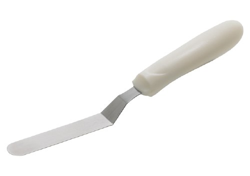 Winco TWPO-4 Stainless Steel Offset Spatula, White Handle, 3.5"