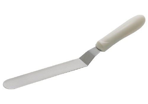 Winco TWPO-7 Stainless Steel Offset Spatula, White Handle, 6.5"