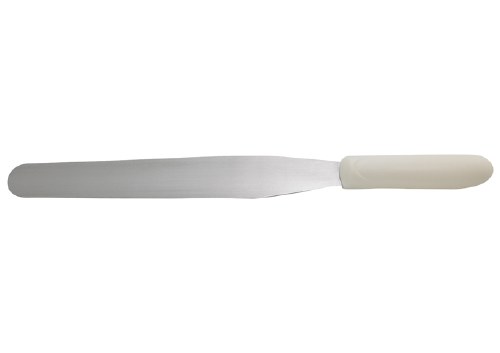 Winco TWPS-9 Stainless Steel Bakery Spatula, White Handle, 10" X 1.375" Blade