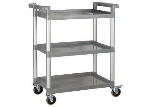 Winco UC-2415G Polypropylene 3 Tier Utility Cart, 330 LB Capacity, Gray, 32" X 16" X 36.75"