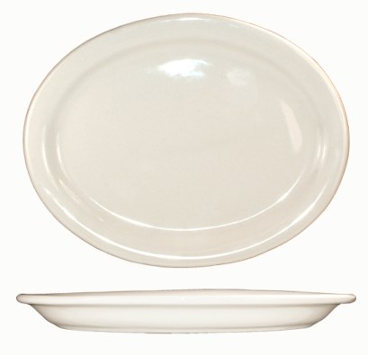ITI VA-12 Oval Valencia Plate, 9-3/4" X 7", American White, 24 Per Case