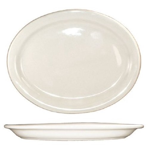 ITI VA-13 Stoneware Oval Plate, Valencia, Ivory, 11.5" X 9.25", Box of 6
