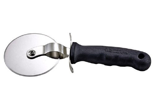 Winco VP-316 Stainless Steel Pizza Cutter, Black Soft Grip Handle, 4" Diameter