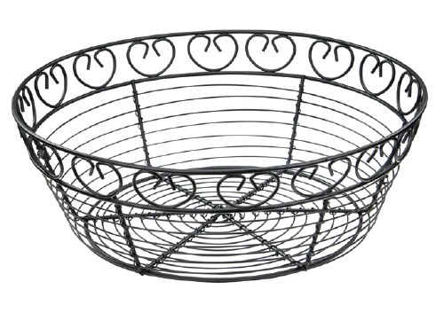 Winco WBKG-10R Wire Basket, Round, Black, 10" Diameter