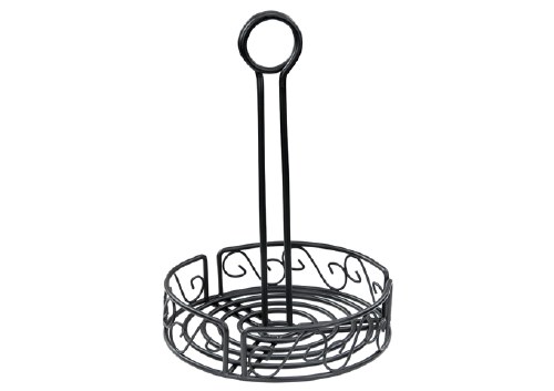 Winco WBKH-6R Wire Condiment Caddy, Round, Black, 6.25" Diameter