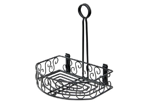 Winco WBKH-6SB Wire Condiment Caddy, Straight Back,Black, 8.25" X 6.25"