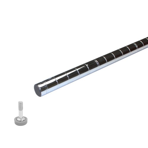 Thunder Group CMPC086 Chrome Post with Leveling Foot for Wire Shelving, 86"