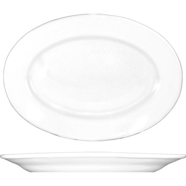 ITI DO-82 Porcelain Platter, Dover, Oval, Wide Rim, 10.375" X 7.25", Box of 12