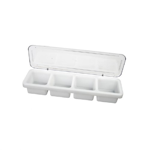 Thunder Group PLBC004P Plastic Bar Caddy with Lid, 4 Compartment, White