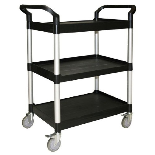 Thunder Group PLBC3316B Aluminum 3-Tier Cart, Black, Small