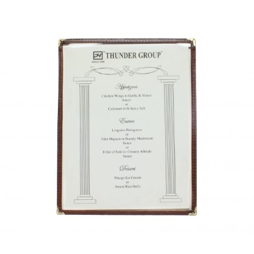 Thunder Group PLMENU-1BR Plastic Menu Cover, 2 View, Brown, 8.5" X 11"
