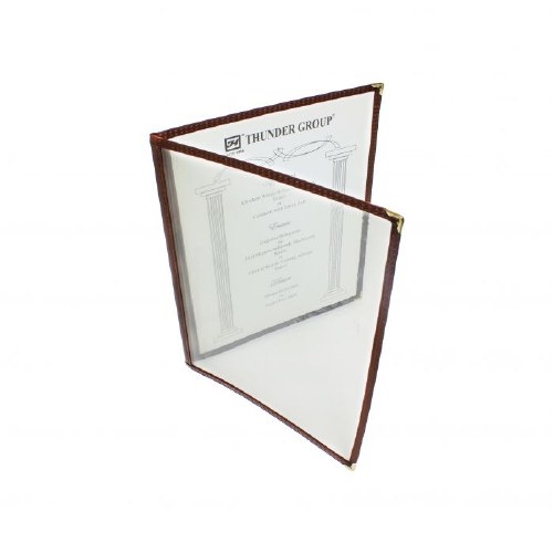 Thunder Group PLMENU-2BR Plastic Menu Cover, 4 View, Brown, 8.5" X 11"
