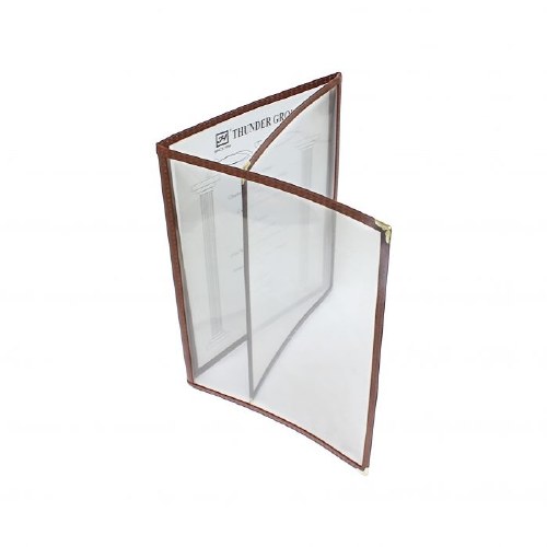 Thunder Group PLMENU-3BR Plastic Menu Cover, 6 View, Brown, 8.5" X 11"