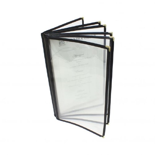 Thunder Group PLMENU-6TGI Plastic Menu Cover, 12 View, Black, 7.5" X 13.25"