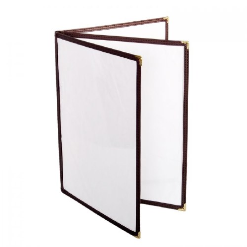 Thunder Group PLMENU-L3BR Plastic Menu Cover, 6 View, Brown, 8.5" X 11"