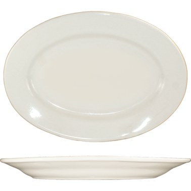 ITI RO-34 Stoneware Plate, Roma, Oval, Ivory, 9.375" X 6.5", Case of 24