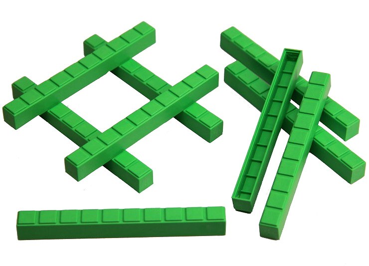 RE-Plastic® Linking Base Ten Rods/Tens Green (50 pieces)