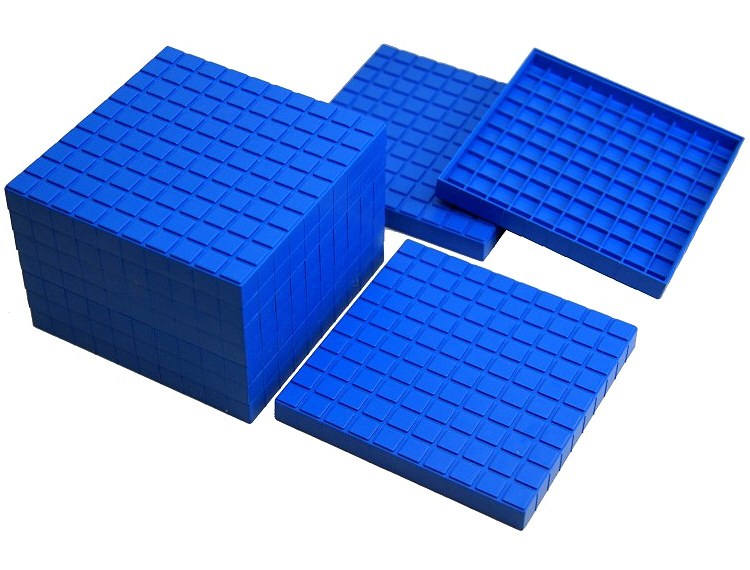 RE-Plastic® Linking Base Ten Flats/Hundres Blue (10 pieces)