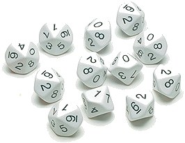 10 Sided Number Dice 16mm (Set 10)