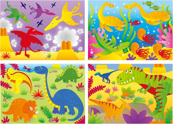 4 Puzzles in a Box Dinosaurs (12, 16, 20 & 24 piece)