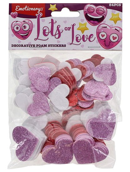 Adhesive Glitter Foam Hearts (Pack 84)