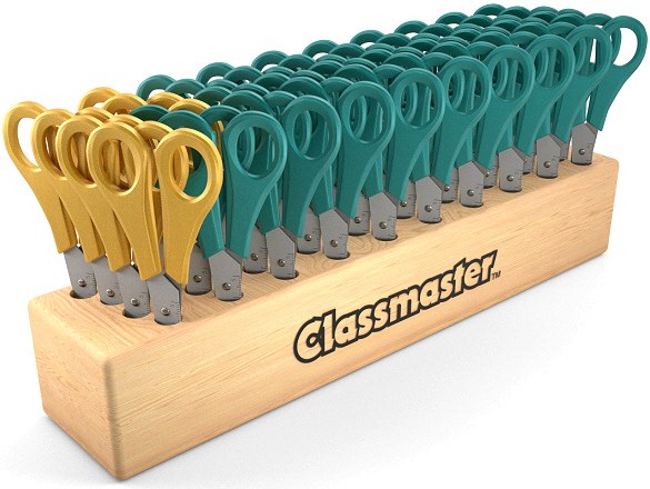 Childrens 5" Scissors & 32-Hole Wooden Scissor Block (Inc. 26 R/H & 6 L/H Scissors)