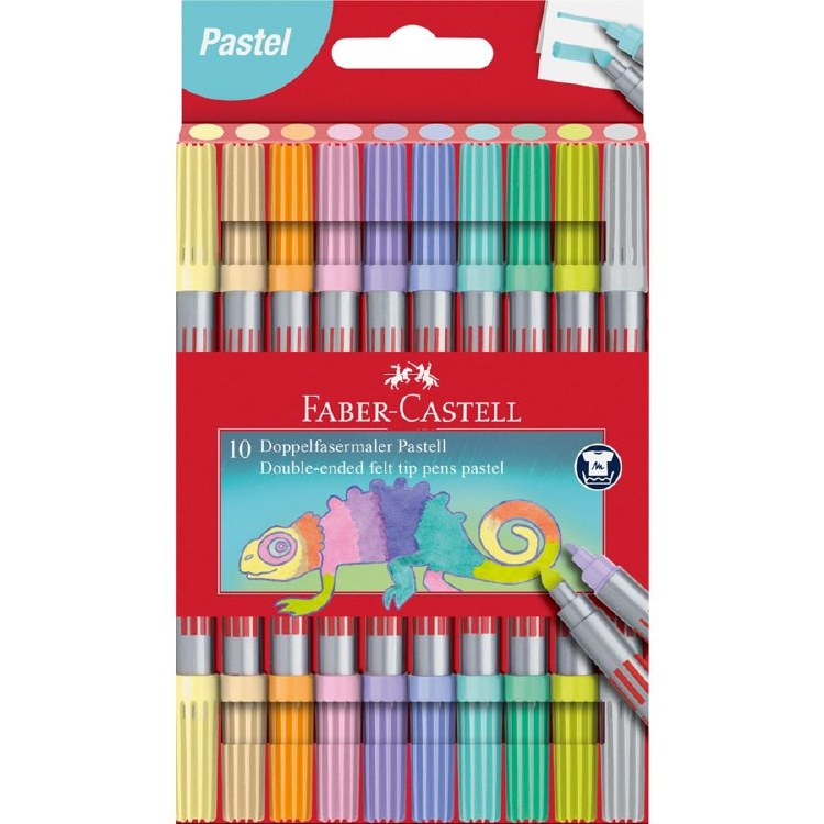 Faber-Castell Double Ended Fibre Tip Markers Pastel (Pack 10)