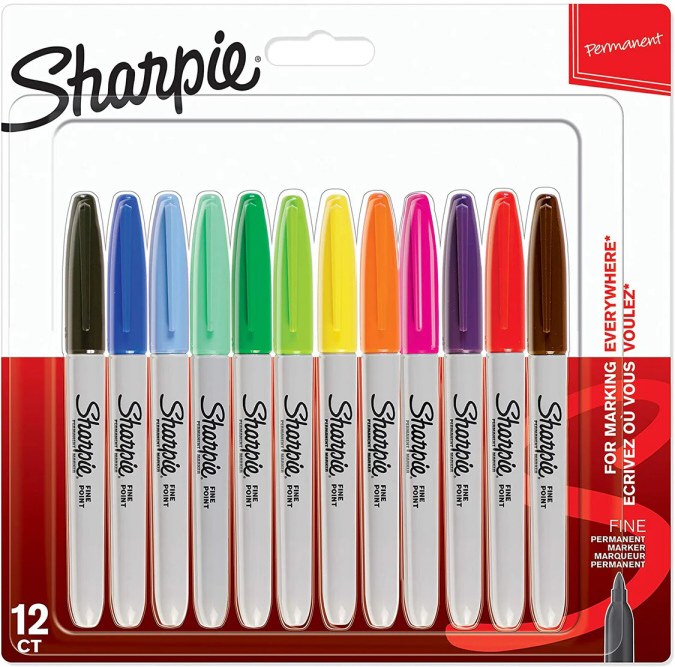Assorted Colour Sharpie Permanent Markers Fine Bullet Tip (Pack12)