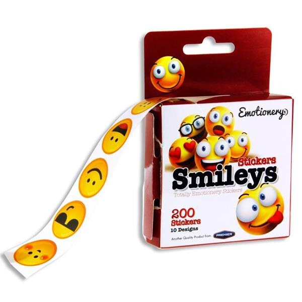 Smiley Face Sticker Roll 25mm (200 Stickers)