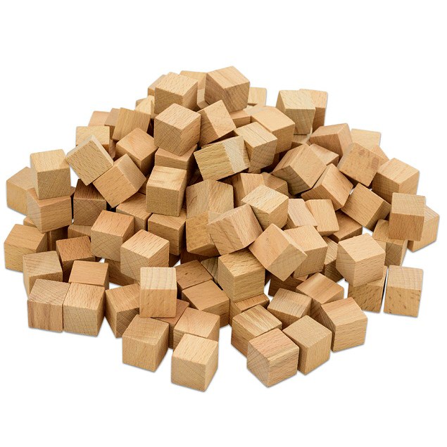 2cm Wooden Cubes Natural (Bag 150)