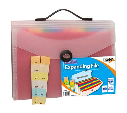 A4+ Rainbow Plastic Expanding File with Handle 26 Pocket
