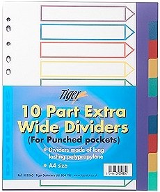 10 Part Plastic Extra Wide Subject Dividers