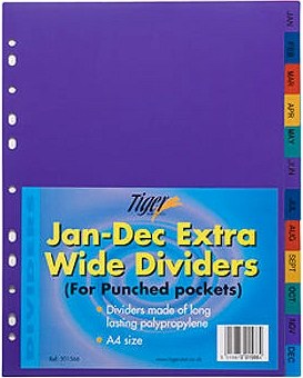 Jan-Dec Extra Wide Plastic Dividers