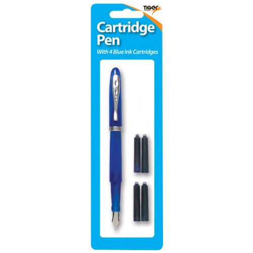 Tiger Cartridge Pen & 4 Blue Ink Cartridges