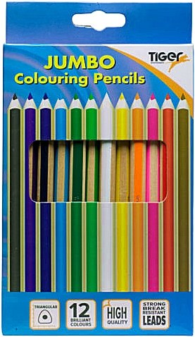Tiger Jumbo Triangular Colouring Pencils (Pack 12)