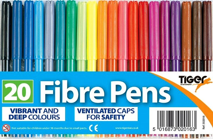 Tiger Fibre Tip Markers (Pack 20)