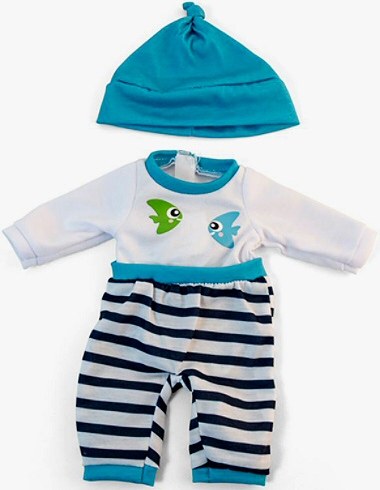 Blue/White Pyjamas & Hat for 32cm Doll