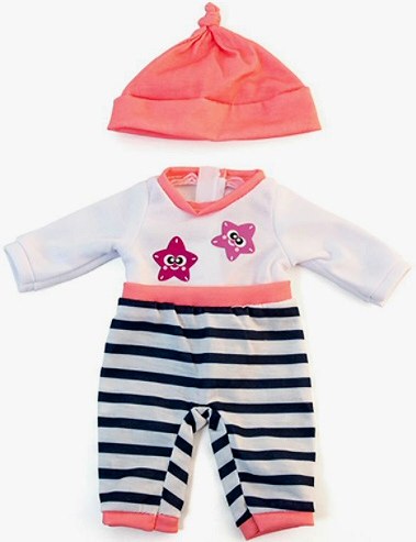 Pink/White Pyjamas & Hat for 32cm Doll