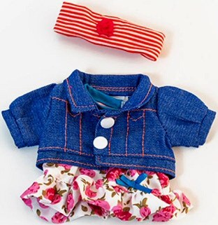Flower Dress & Denim Jacket for 21cm Doll