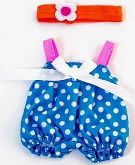 Polkadot Dungarees & Headband for 21cm Doll