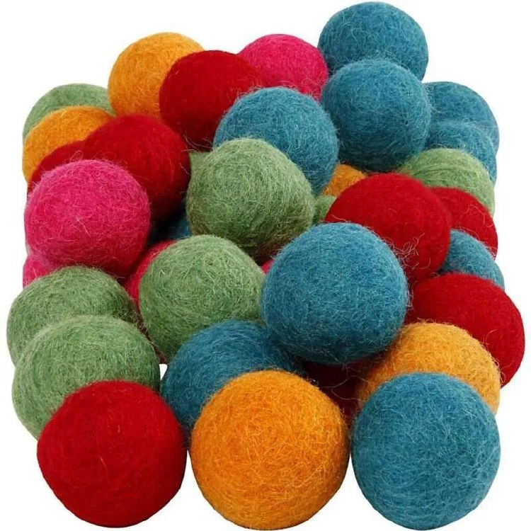 Felt Balls 2cm Assorted Colours (Pack 64)
