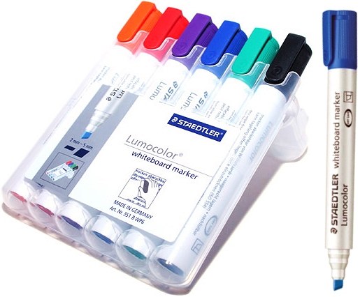 Staedtler Teachers Whiteboard Markers Chisel Tip Assorted Colours (Box 6)