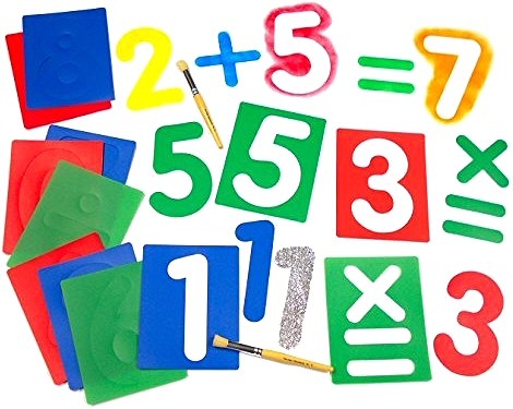 Washable Stencils Numbers & Symbols 15cm x 19.5cm (Pack 12)