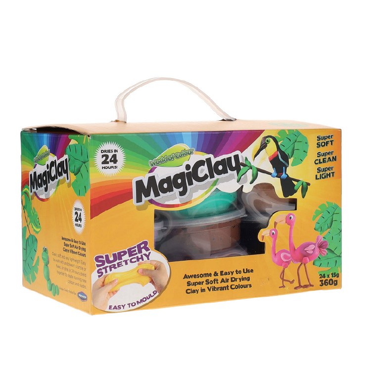 Super Stretchy Magiclay Tubs Assorted Colours 360g (24 x 15g Tubs)
