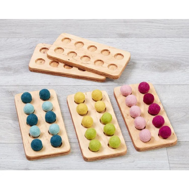 Felt Ball Wooden Ten Frames (Set 5)